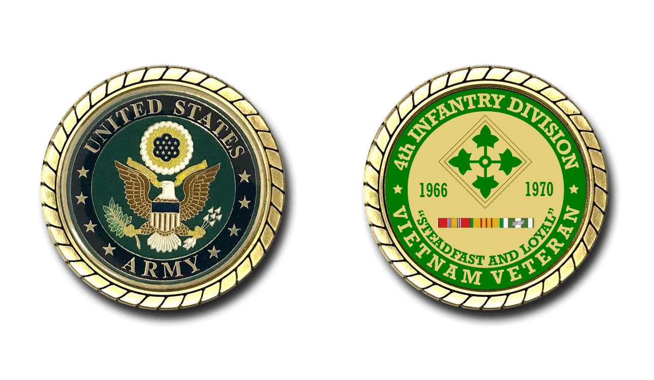 4th Infantry Division Vietnam Veteran Challenge Coin US Army Officially Licensed