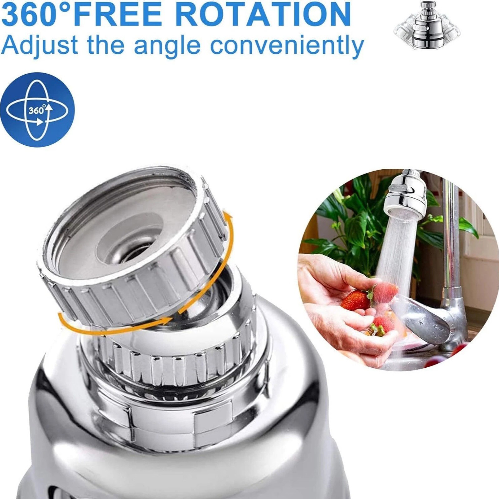 Kitchen Sink Faucet Nozzle 360° Rotating 3 Function Sprayer for Tap Aerator