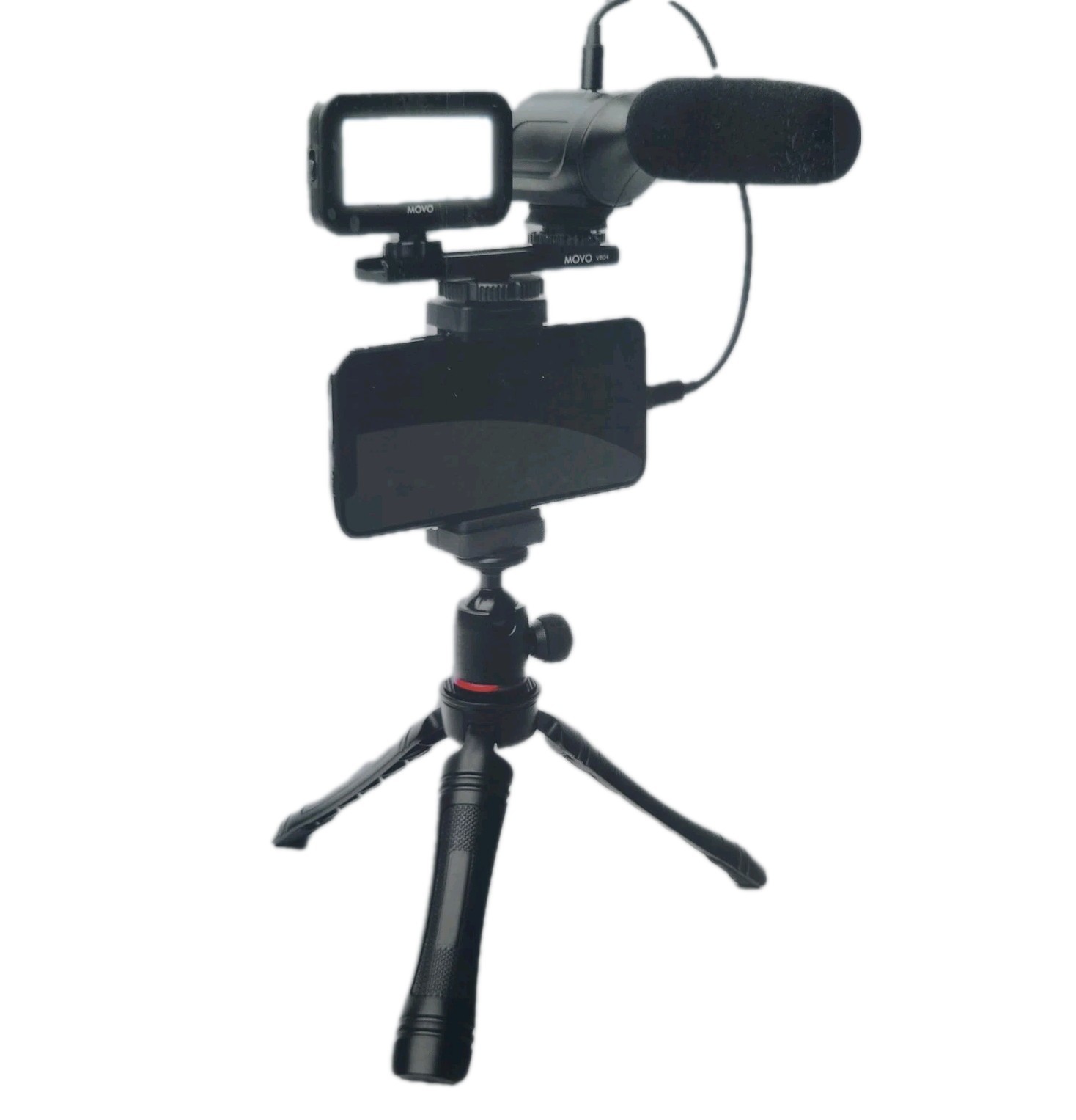 Movo iVlogger Video Kit for iPhone w Shotgun Microphone Tripod Mount & LED Light