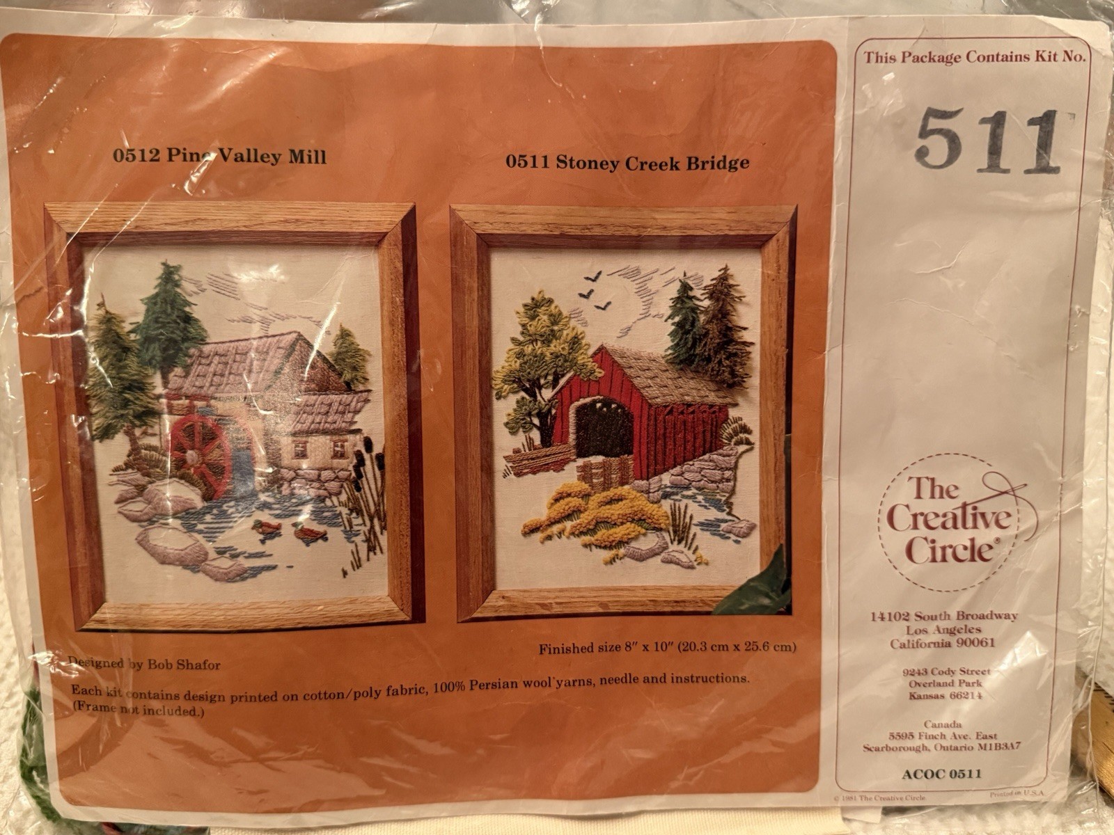 VTG The Creative Circle embroidery kit Pine Valley Mill & Stoney Creek Bridge