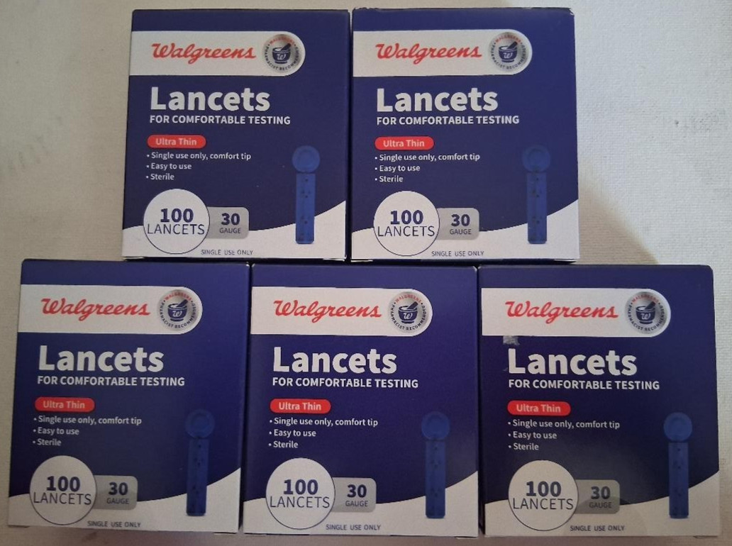 Walgreens Lancets Ultra Thin 30 Gauge 100 count (5 boxes-500 total)  Exp 2030