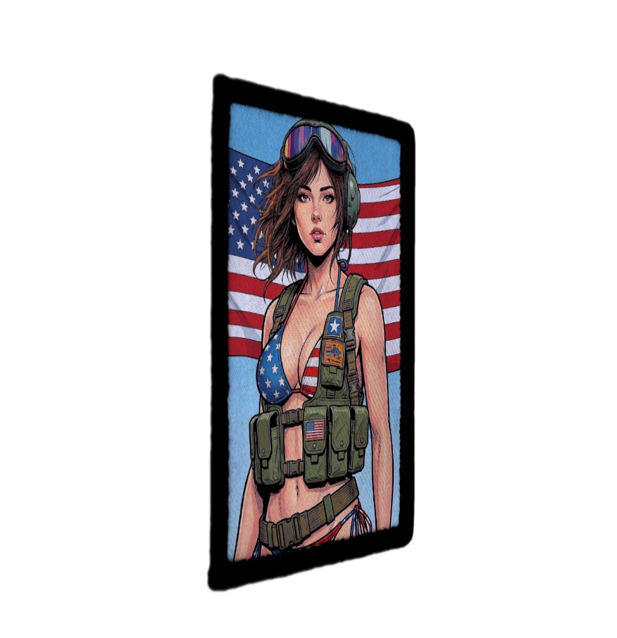 Patriotic Aviator Girl USA Flag Bikini Patch Sew on [sub]