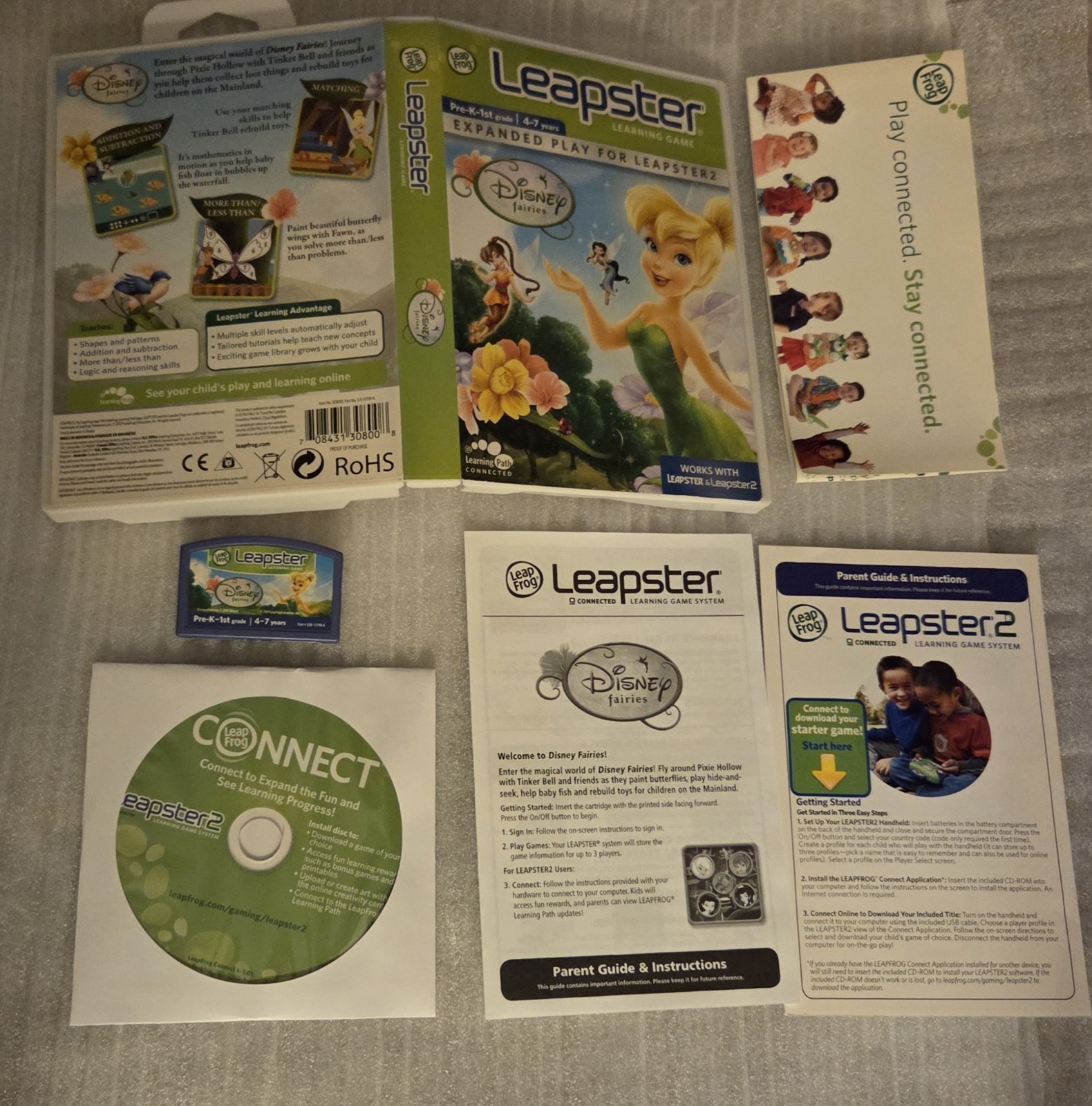 Leapster Learning Game Disney TinkerBell Fairies Ages 4-8 Leap Frog LIIKE NEW