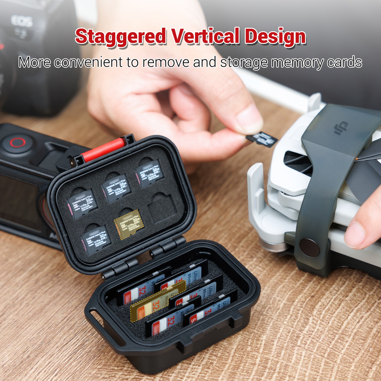 12 Slots Memory Card Case for 6 Micro SD TF 6 SD SDXC CFexpress Type A Sony A7RV