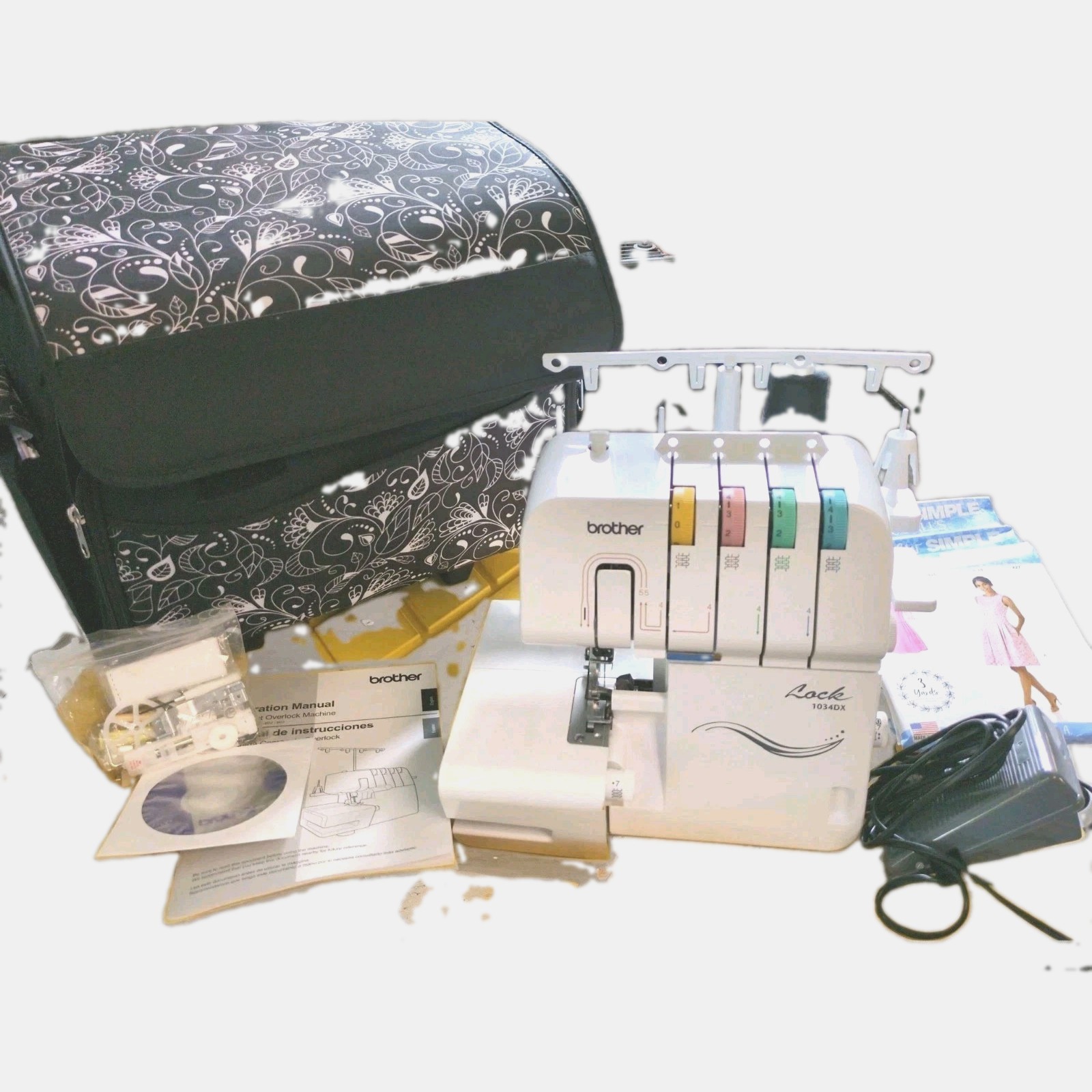 Brother Serger Compact Overlock Machine #1034DX W/Rolling Case, Manual & Access