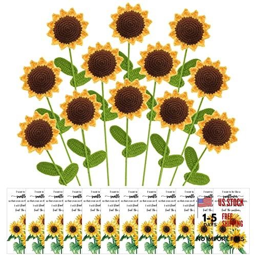 Set of 12 Handmade Sunflower Crochet Appreciation Gifts 17.3"