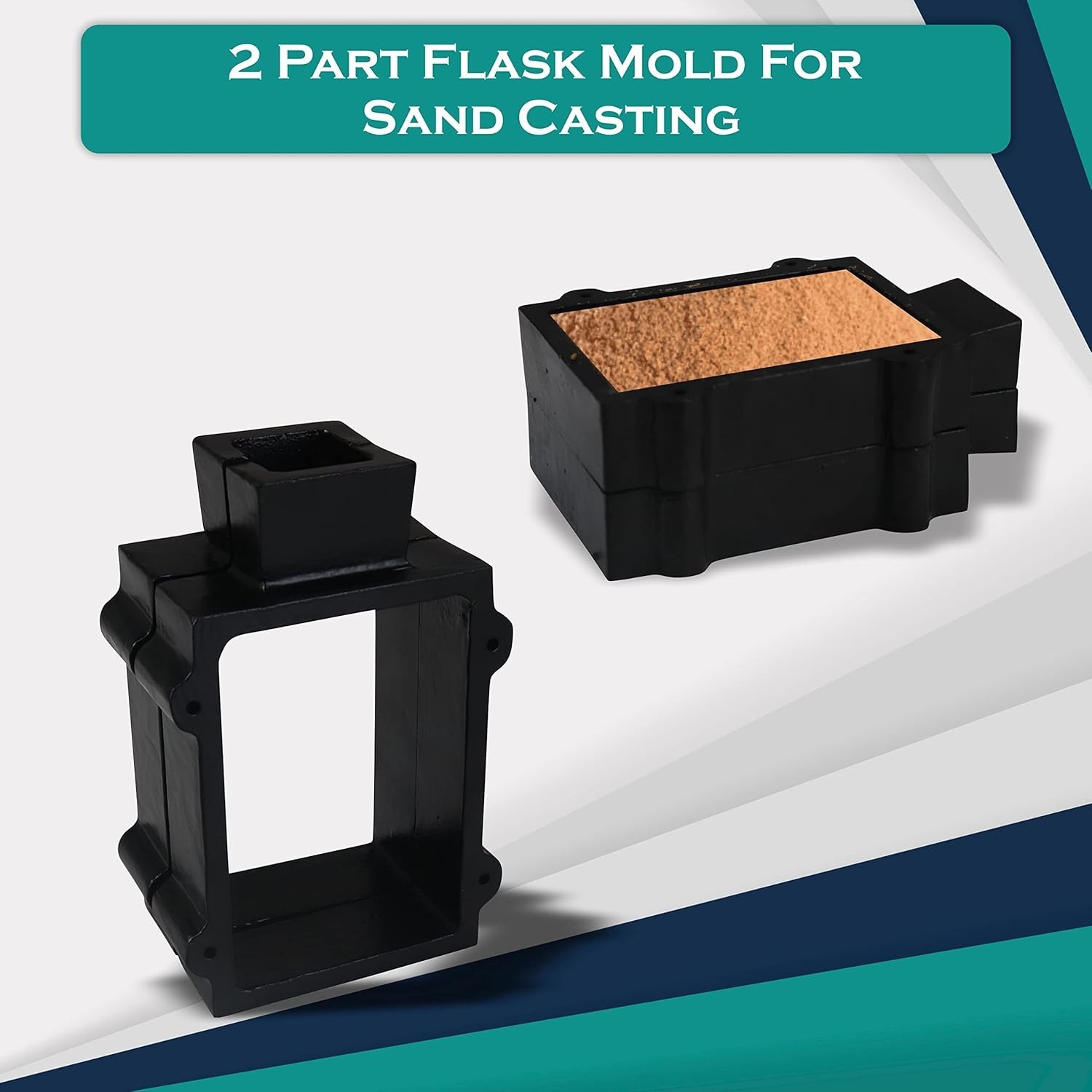 Durable 2-Part Cast Iron Flask Mold for Jewelry Casting - Precision Tool 4.5x3x2