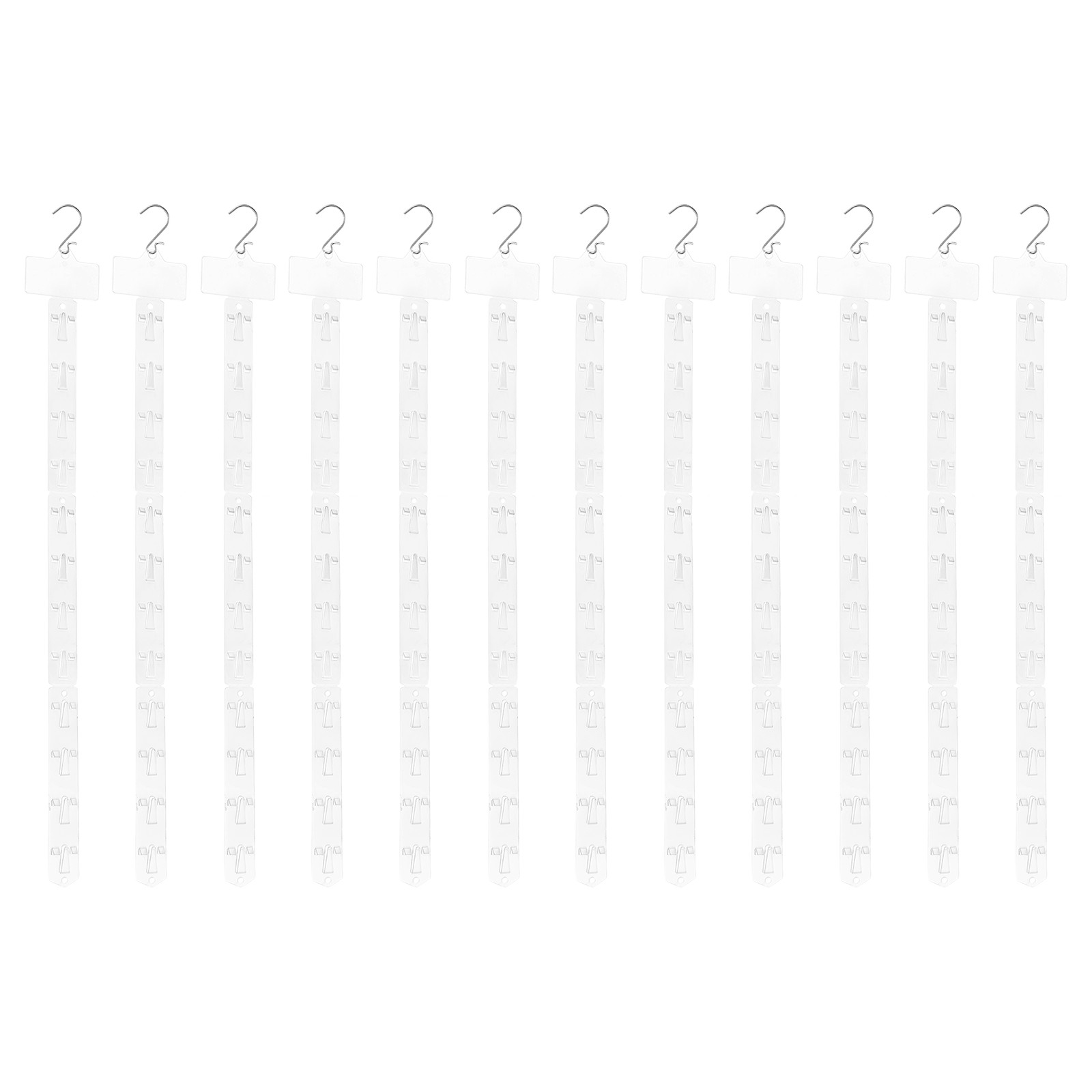 12Pcs Hanging Merchandise Strips with Hook, 24.8" Foldable Display Stand, Clear