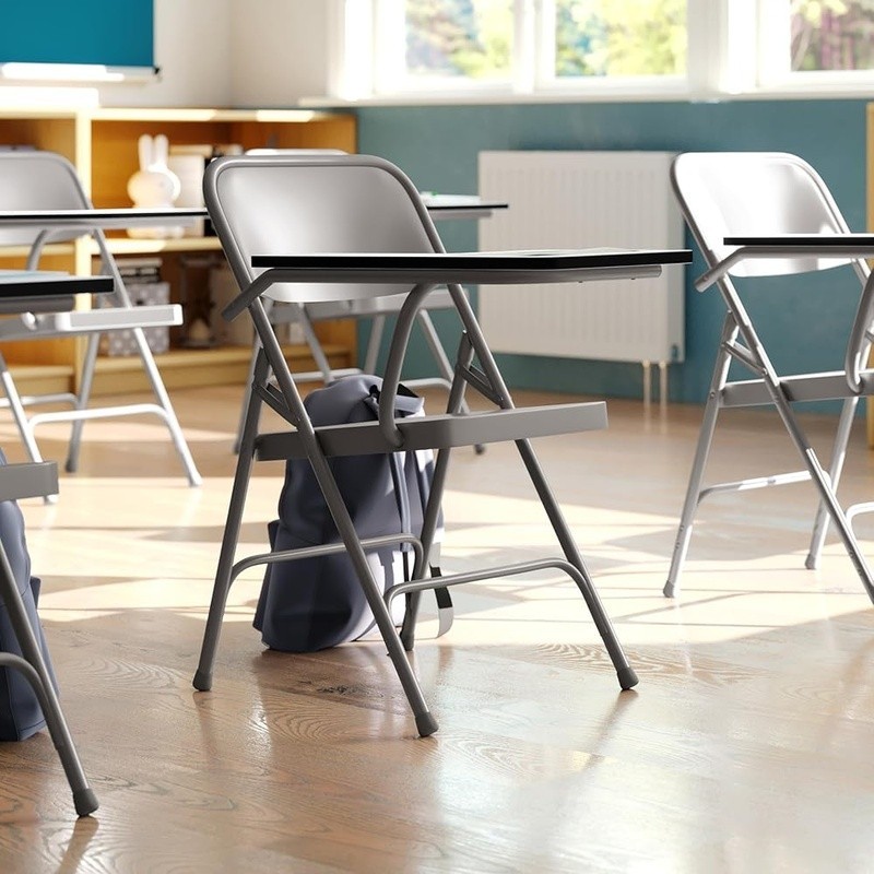 Steel Folding Chair W/ Tablet Arm Classroom Office Study Group Work Seating New
