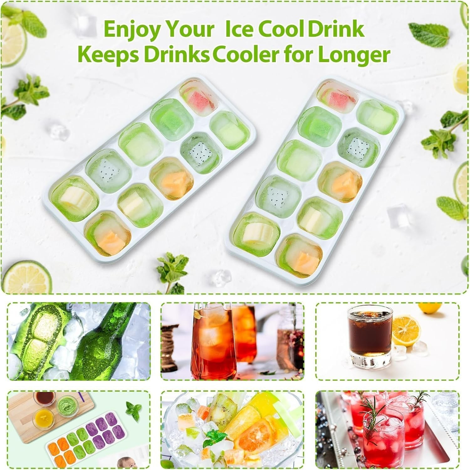 BPA-Free Stackable Ice Cube Trays with Lids - 2-Pack for Effortless Ice Making