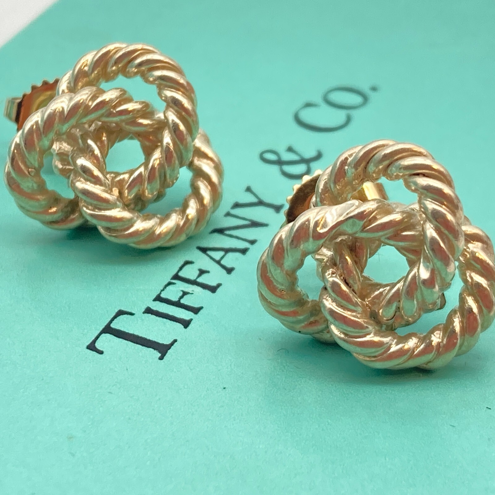 Tiffany & Co. Twist Rope Stud Earrings Gold Silver 7.0g