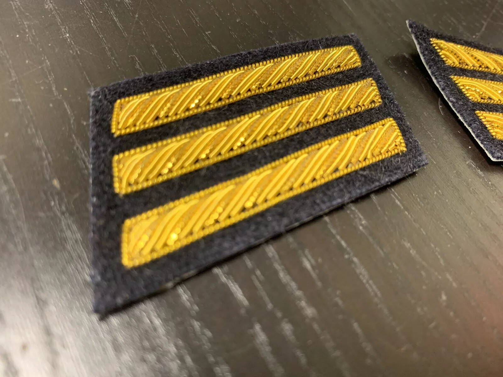 CSA Gold Embroidered Captains Bars - DARK BLUE Background Pair - NEW