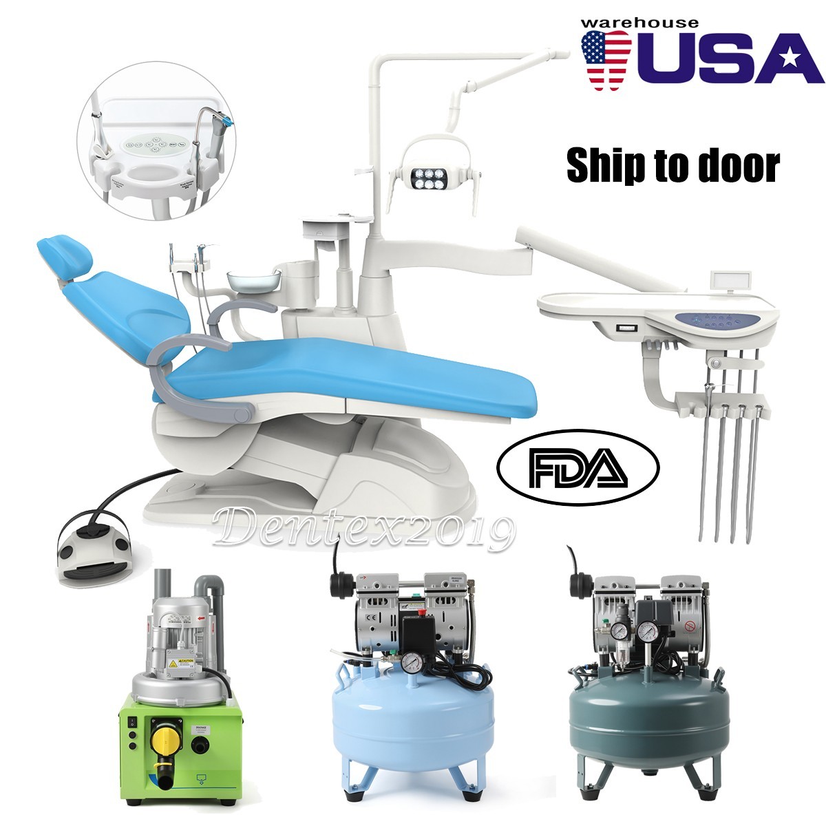 Dental Chair Unit /Silent Oil-Free Air Compressor/ suction system Lower Noise