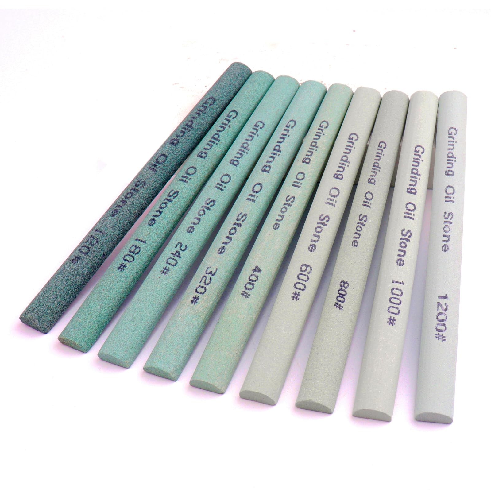 9 Pcs Round Green Silicon Carbide Sharpening Stone Sticks Set Grit 120-1200