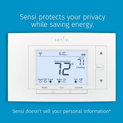 Sensi Smart Thermostat, with Wi-Fi, Integrated Security, Programable, App Compat