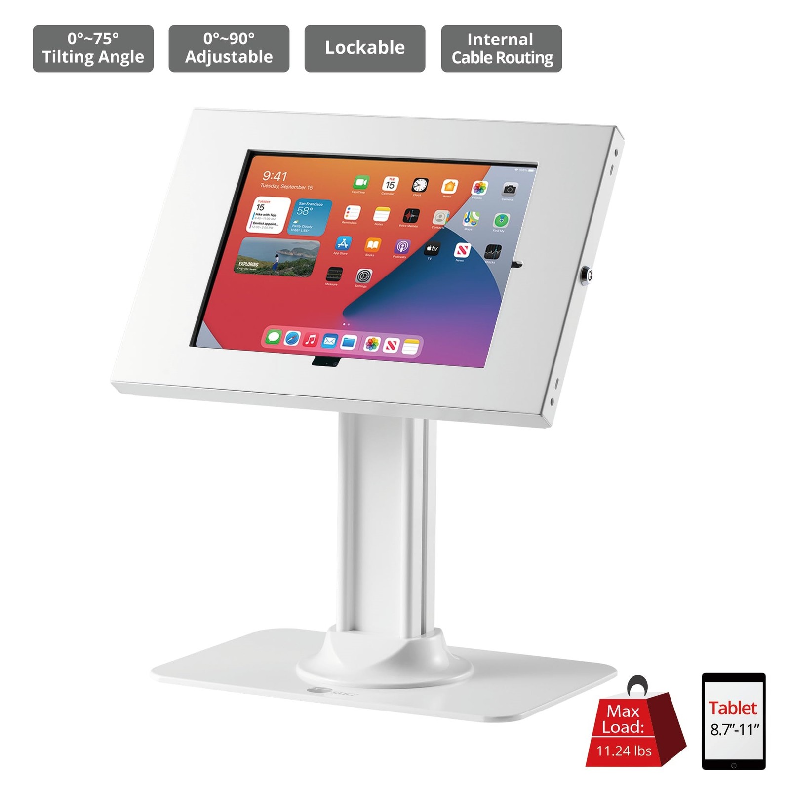 SIIG Lockable Countertop Kiosk Stand for iPad