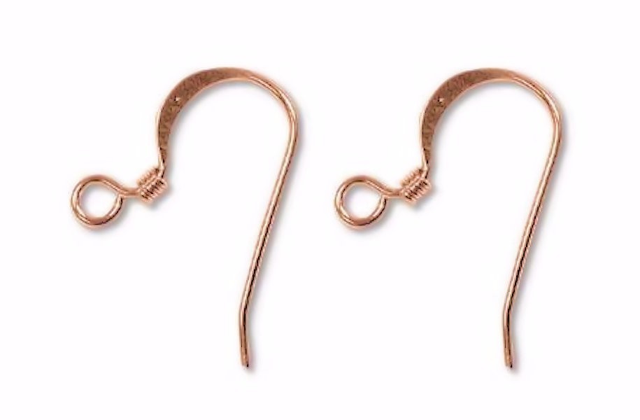 Ear Wire, 12 Copper Plated Brass 18mm  Flattened Fish Hook  Earrings