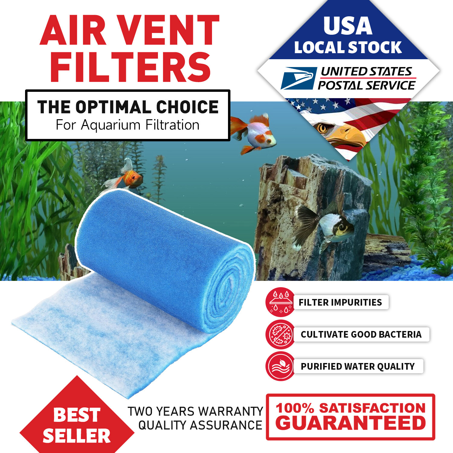 Aquarium Filter Media Pad Cut to Fit for Fish Tank Canister Filter 12"x23'x1/2"
