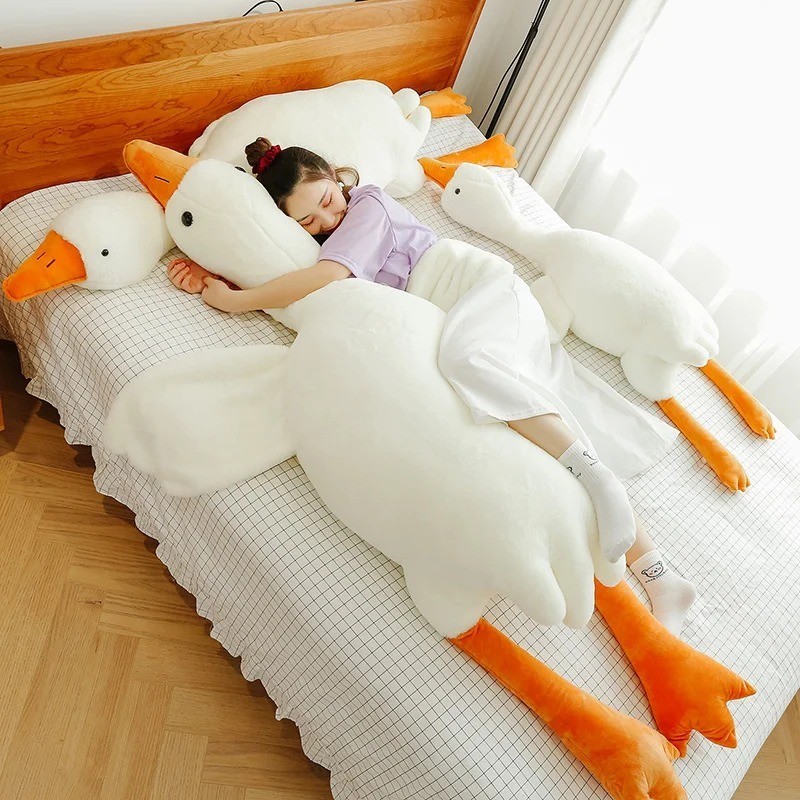 130cm Large Goose Plush Pillow Big White Stuffed Animal Soft Toy Bed Throw Doll