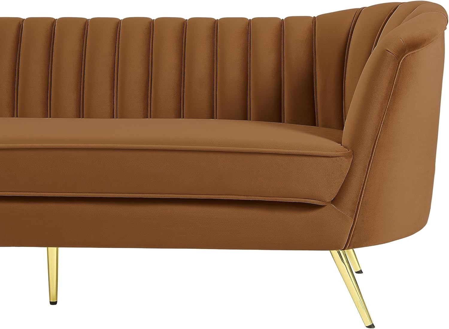 Margo Collection Velvet Sofa with Gold Stainless Steel Base - 88" Wide