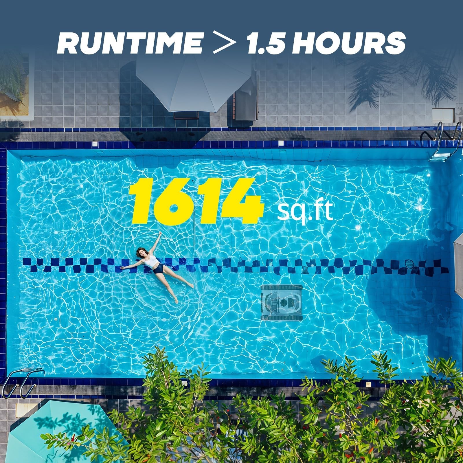 Robotic Pool Cleaner Smart Navigation & App Control 150 Min for In-Ground Pools