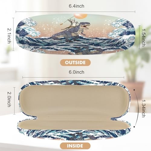 Glasses Case Hard Shell,Portable Protective Eyeglasses Case, Dinosaur Cat