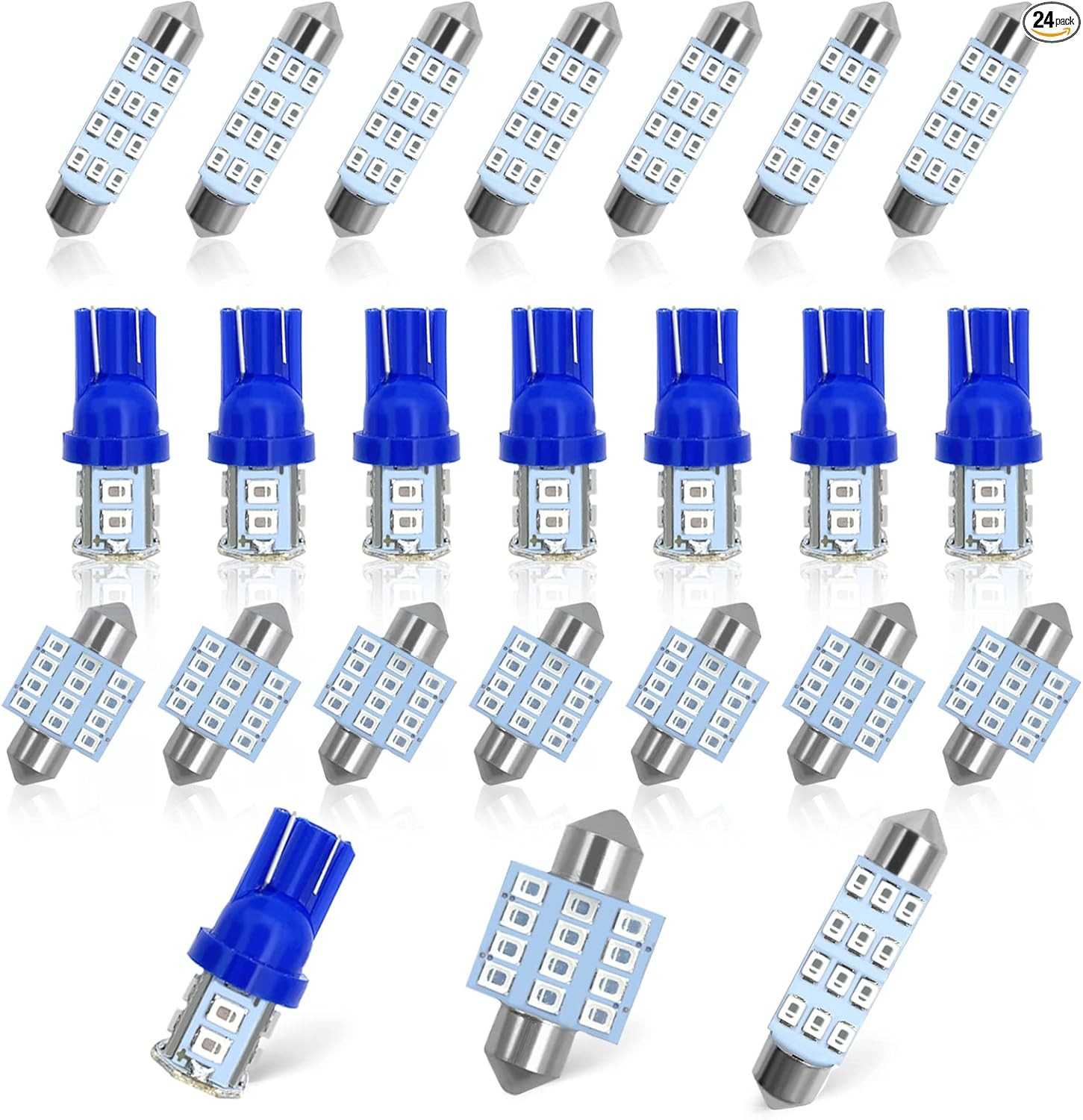 LED Interior Light Set, 24 Pieces, Blue, Compatible with Most Vehi Color: blue