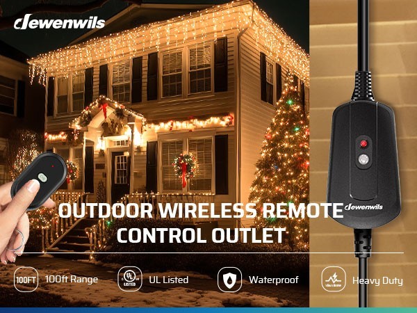DEWENWILS Outdoor Wireless Remote Control Outlet, Remote Controlled Light Switch