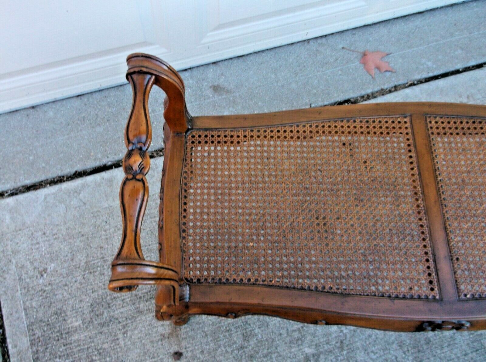 Cane Carved Bench w/Arms