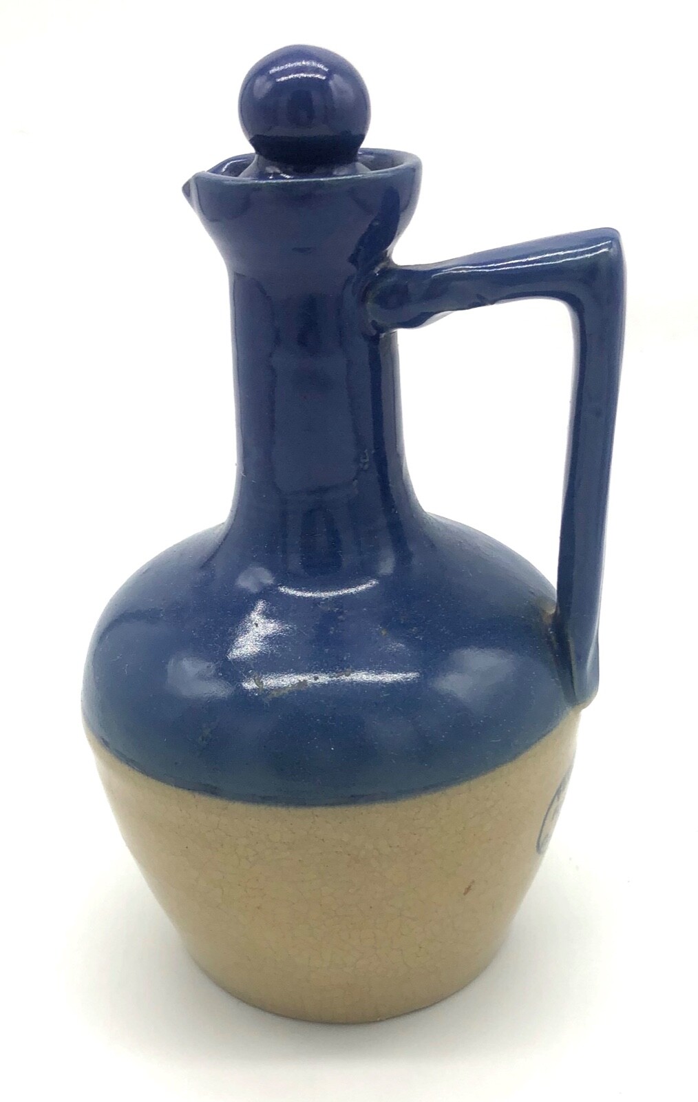 Vintage Mid Century Stoneware Liquor Bottle Jug Decanter FEDERAL LAW FORBIDS