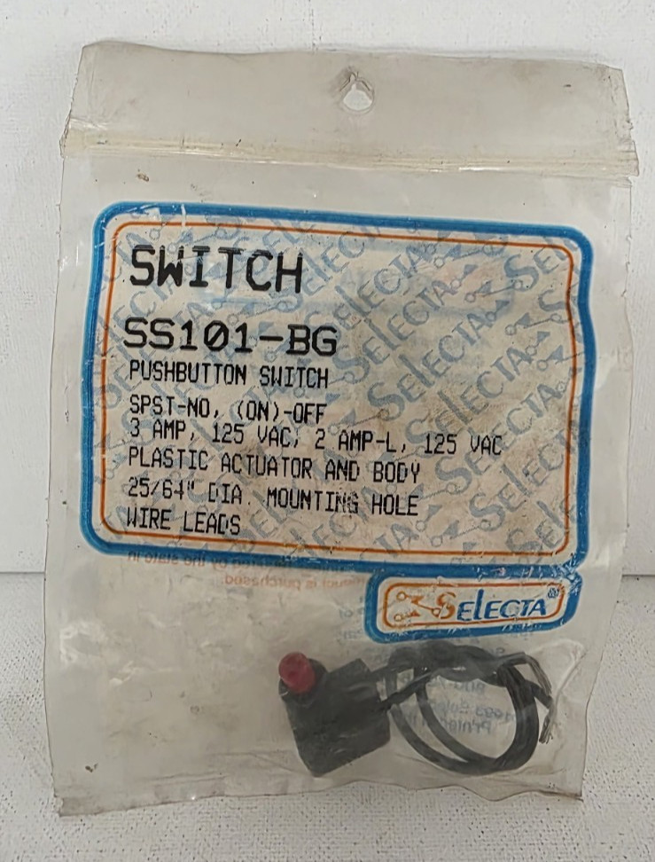 NEW - SELECTA SS101-BG - SPST-NO (ON)-OFF 3 AMP PUSHBUTTON SWITCH