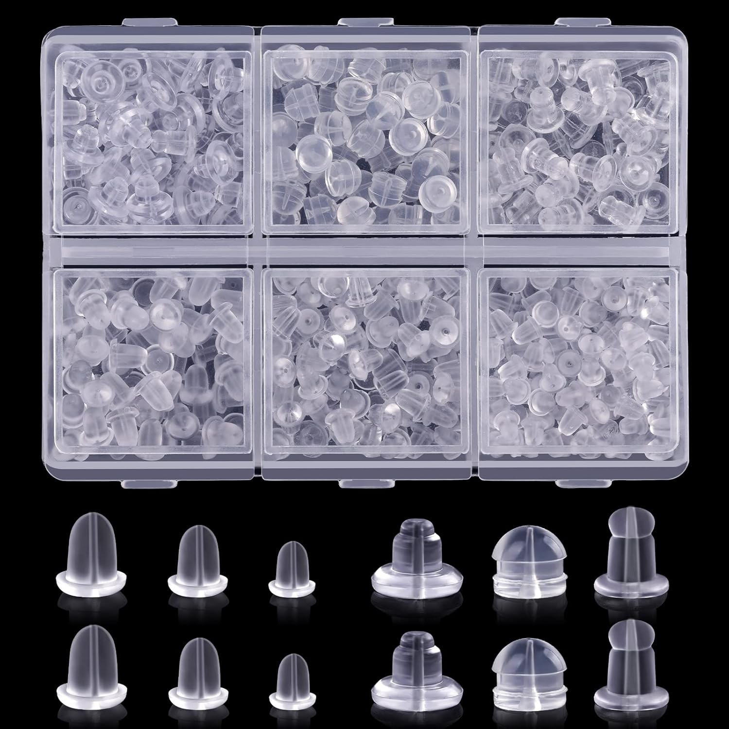 6 Sizes Earring Backs Rubber, ARRITZ 300PCS Soft Silicone Earring Backs Replacem