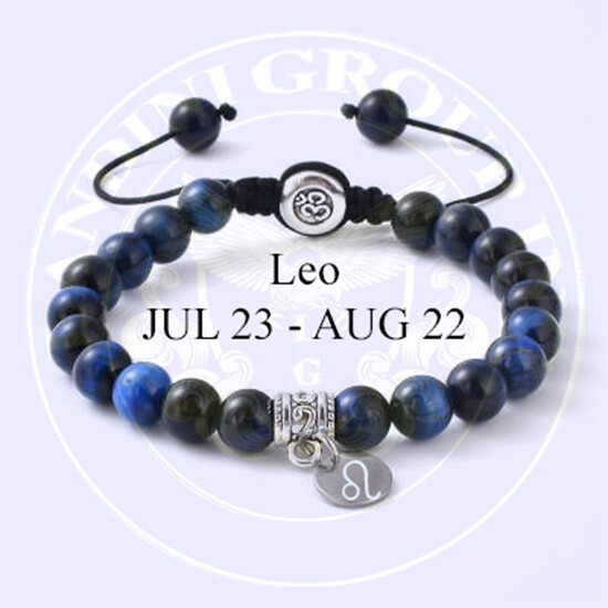 Leo Horoscope Bracelet for Men and Women Natural Stone 8mm Bead Bracelet