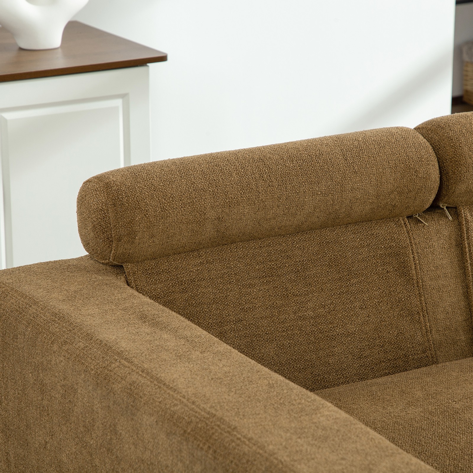 56.3" Wide Extra-Large Sofa Bed, Chenille Linen Fabric, Sturdy Metal Legs, Str
