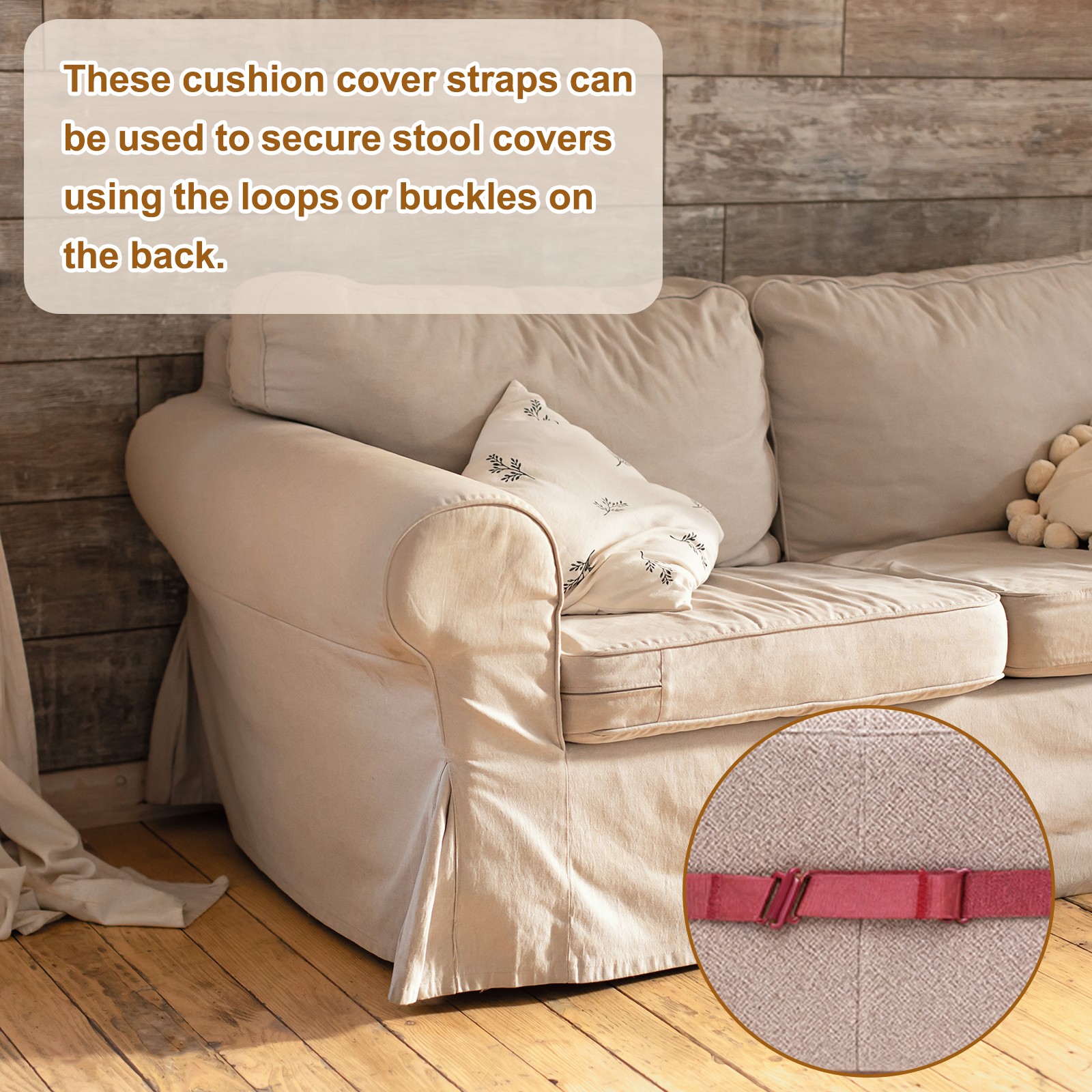 4Pcs Adjustable Elastic Straps, 8.5"-15.2" Adjustable Sofa Covers Band, Wine Red