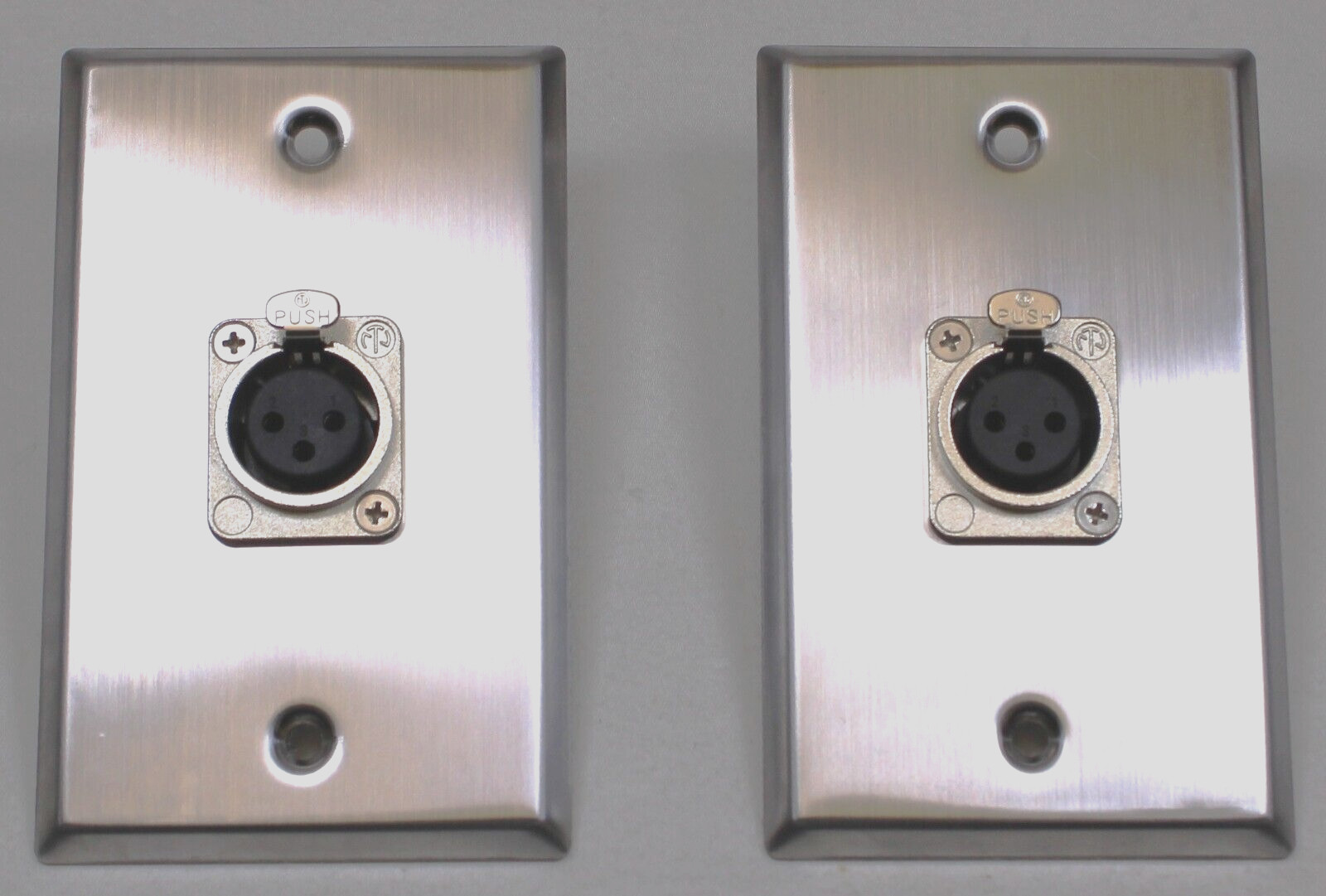 (2) Two XLR Single Wall Plates w/ NEUTRIK NC3FD-L-1 Female 3 Pin Stainless Steel