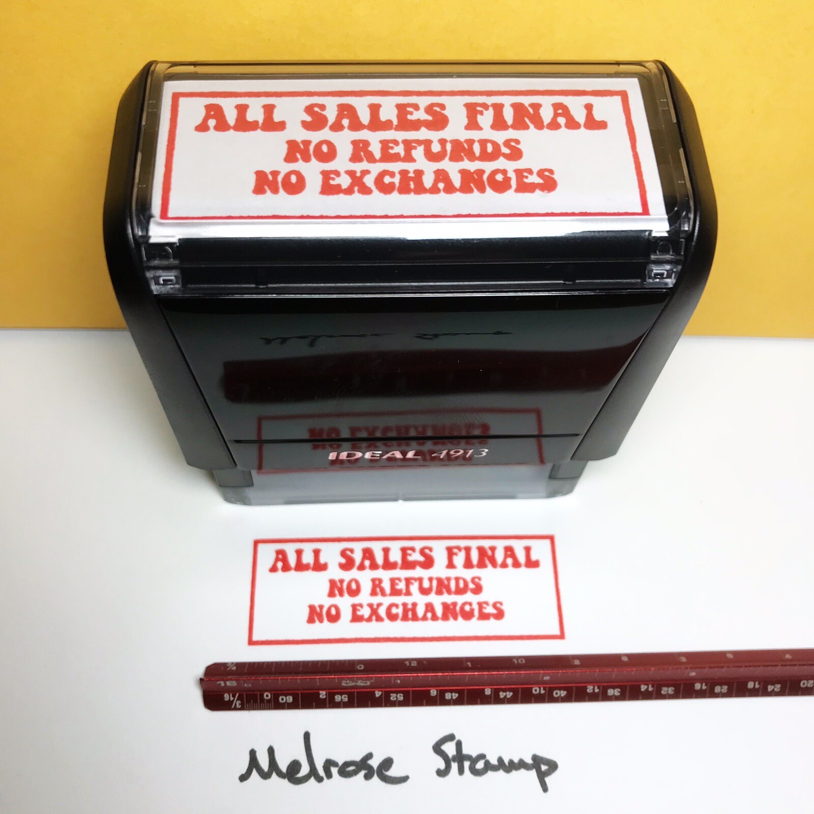 All Sales Final No Refunds No Exchanges Rubber Stamp Red Ink Self Inking