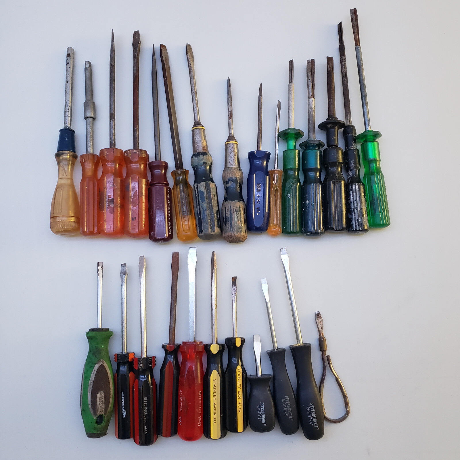 Vintage Lot of Flathead Screwdrivers Quick Edge Snap On TM 4E Craftsman Socket