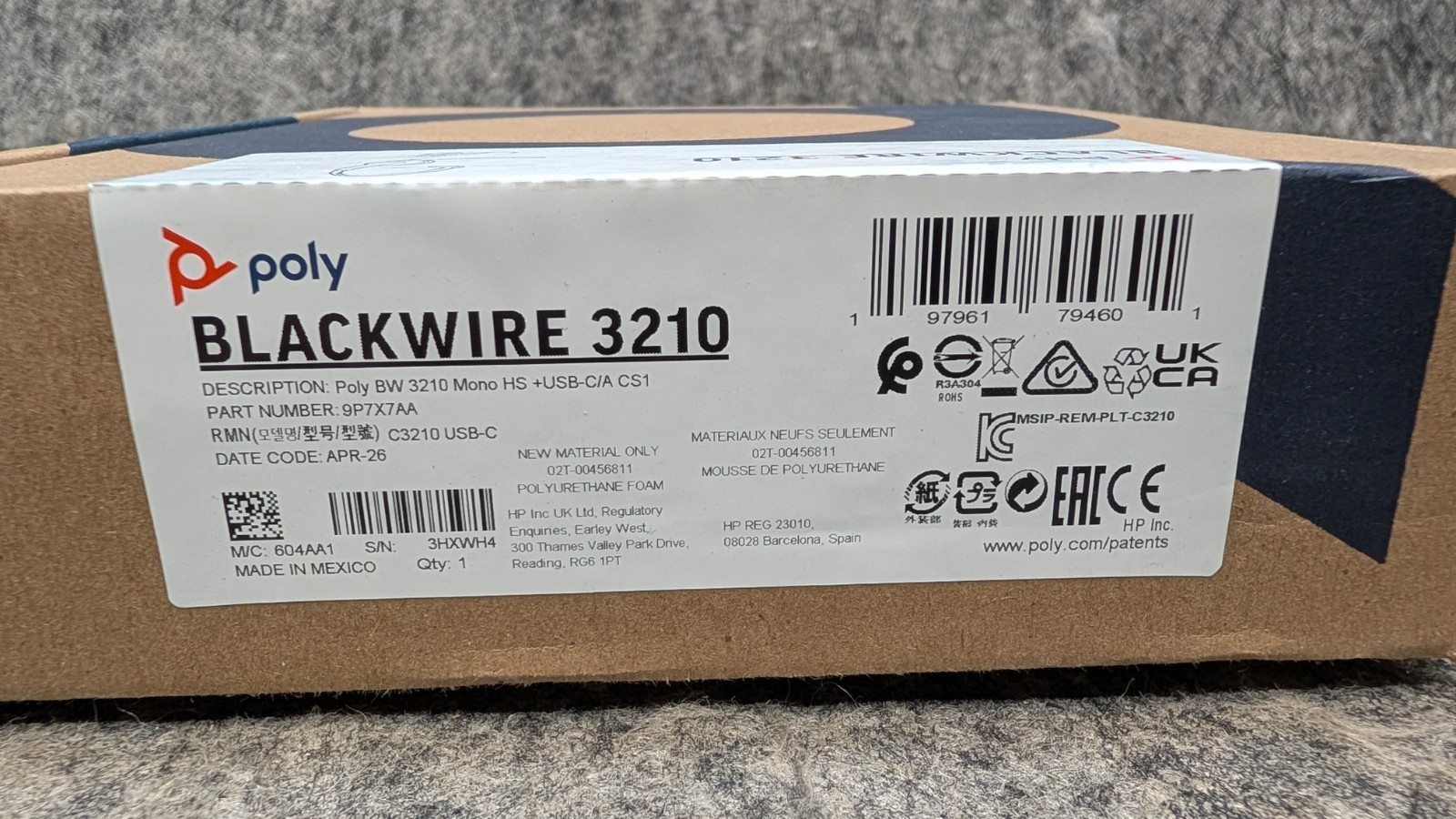 Poly Blackwire 3210 Monaural USB-C Headset +USB-C/A Adapter 🔥New🔥