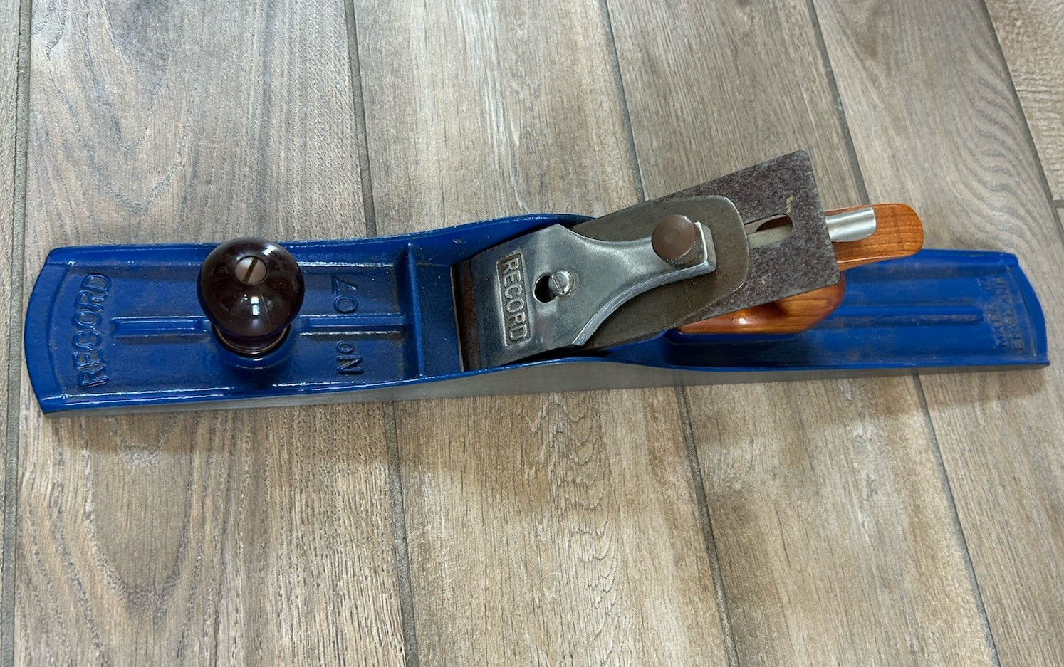 Large Vintage Ricord No. 7 Jointer Plane From England Blue Clean 22 In. Length