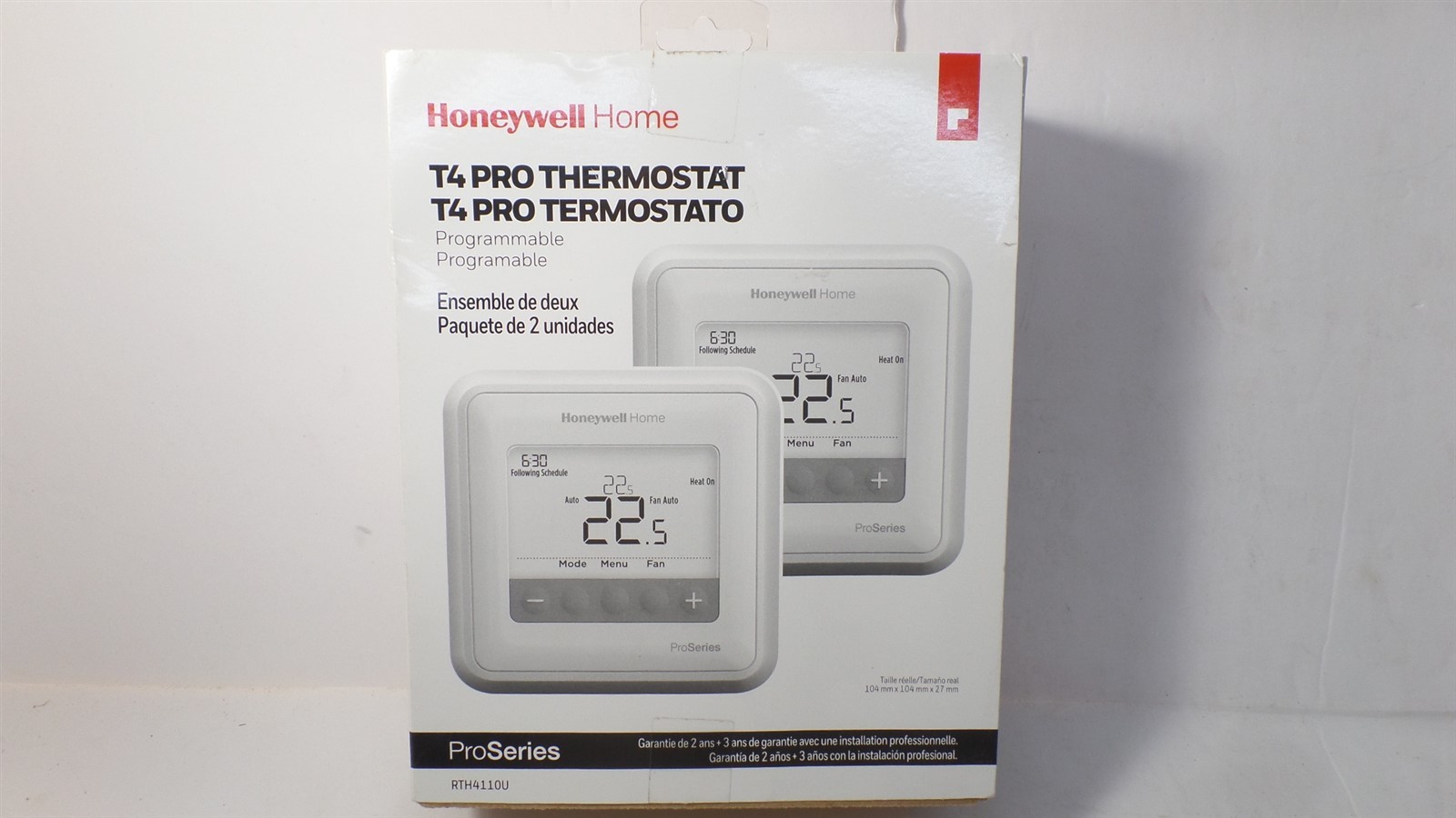 HONEYWELL RTH4110U2000-2PK T4 PRO 5-DAY TO 2-DAY THERMOSTAT 1/HEAT 1/COOL 2-PACK