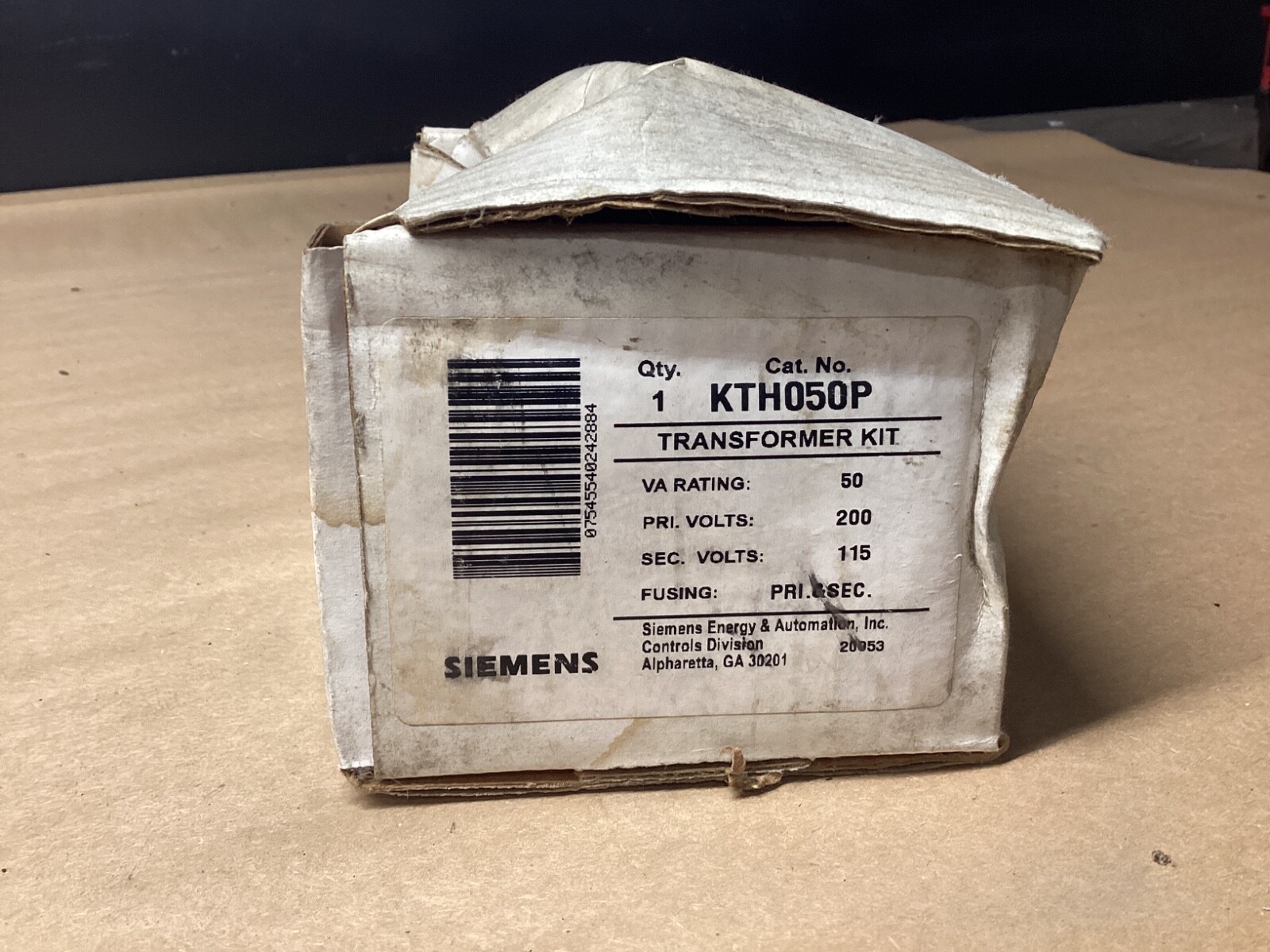 SIEMENS KTH050P 50VA TRANSFORMER 200 PRI: 200 SEC: 115V #109E115PR6*CO