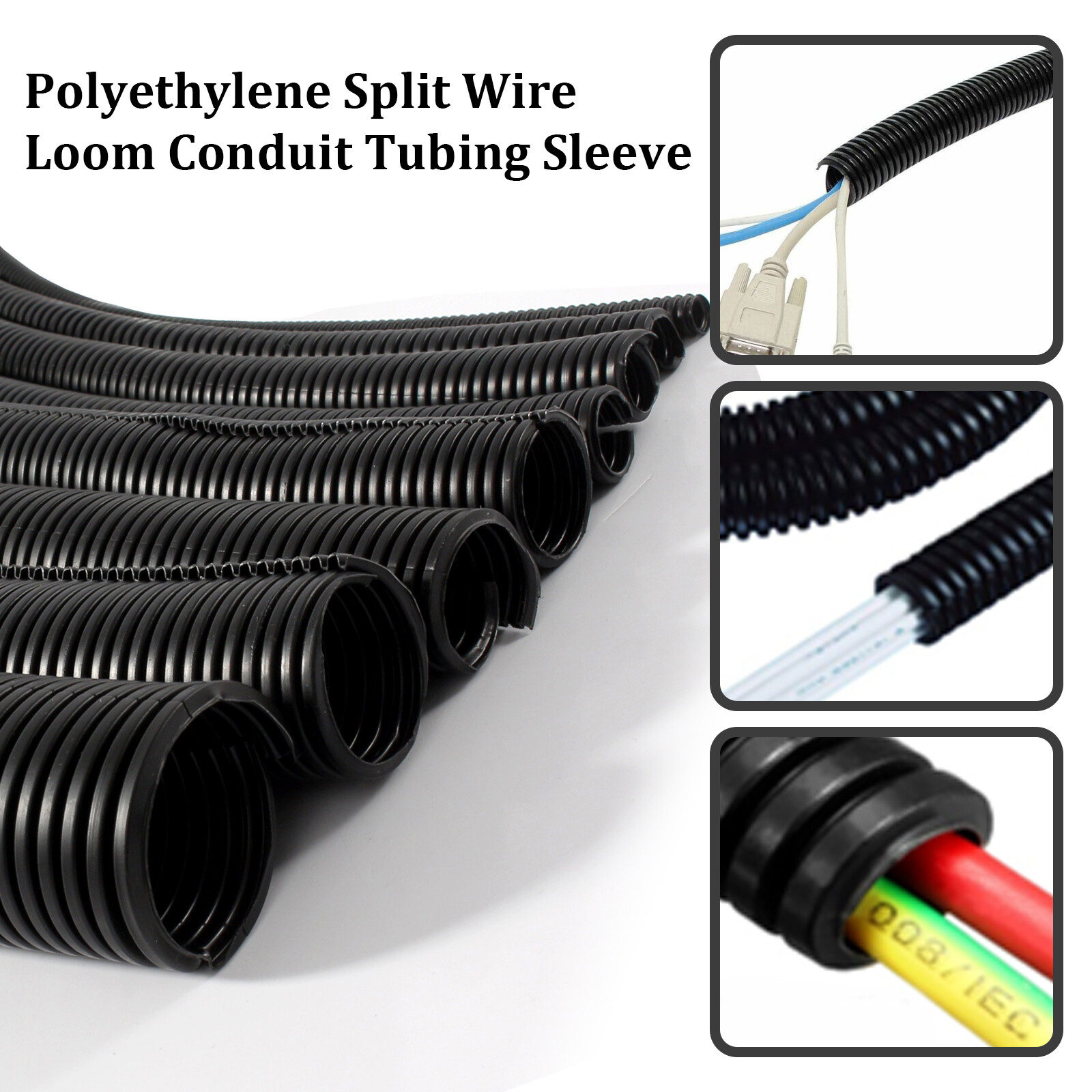 Braided Split Wire Loom Tubing Wire Sleeve Conduit Flexible Cover Cable Cord lot