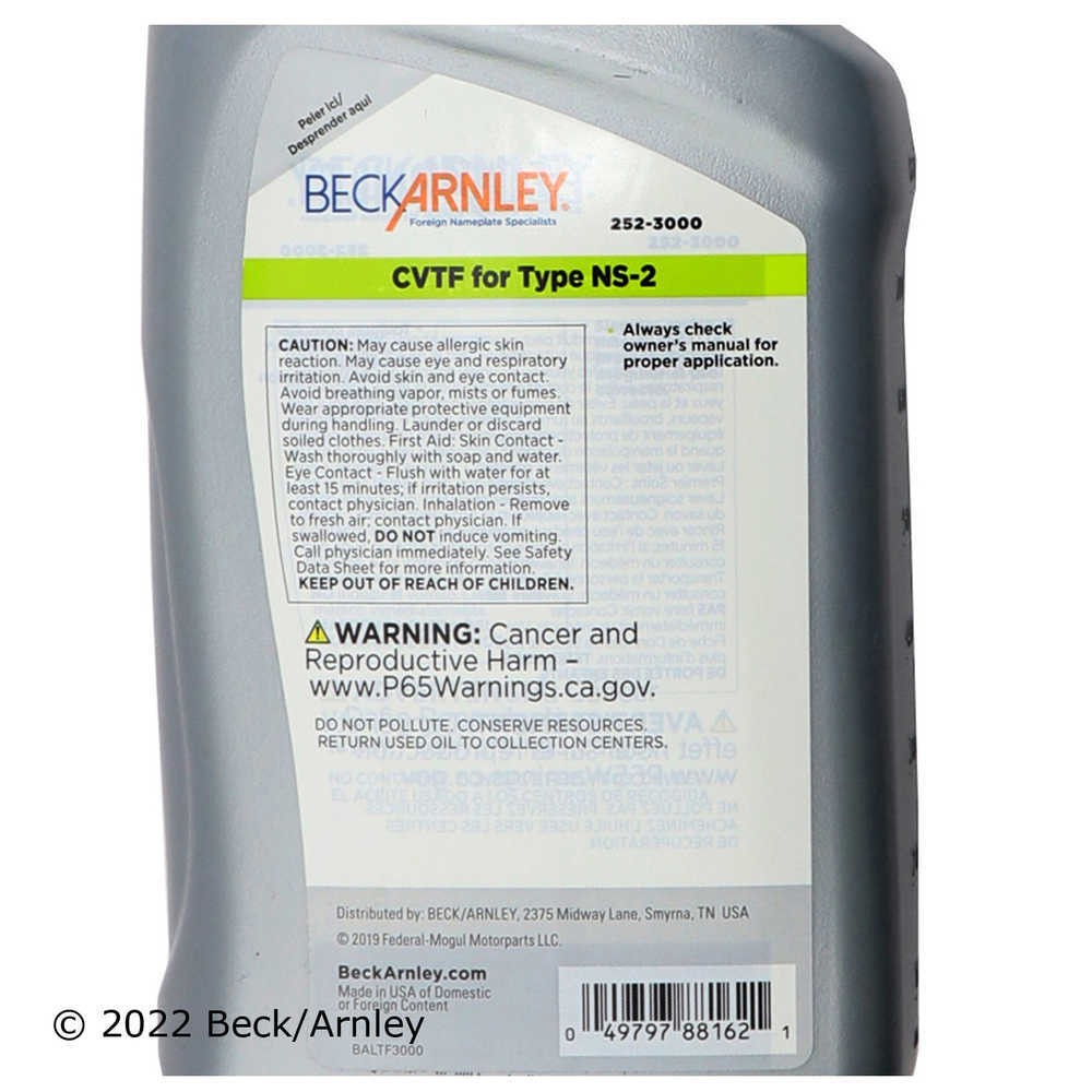 Automatic Continuously Variable Transmission (CVT) Fluid-Fluid Beck/Arnley