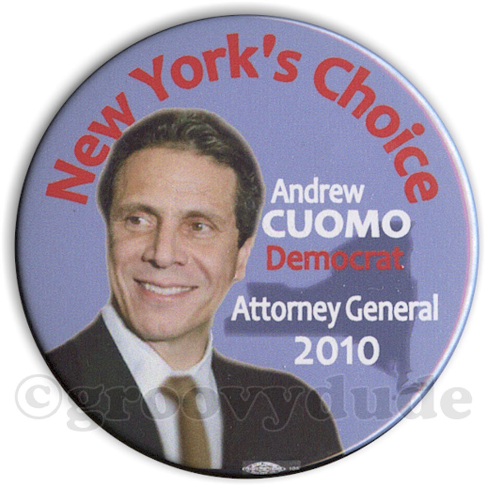 Andrew Cuomo 2010 New York Attorney General - 3" Cello Campaign Pinback Button