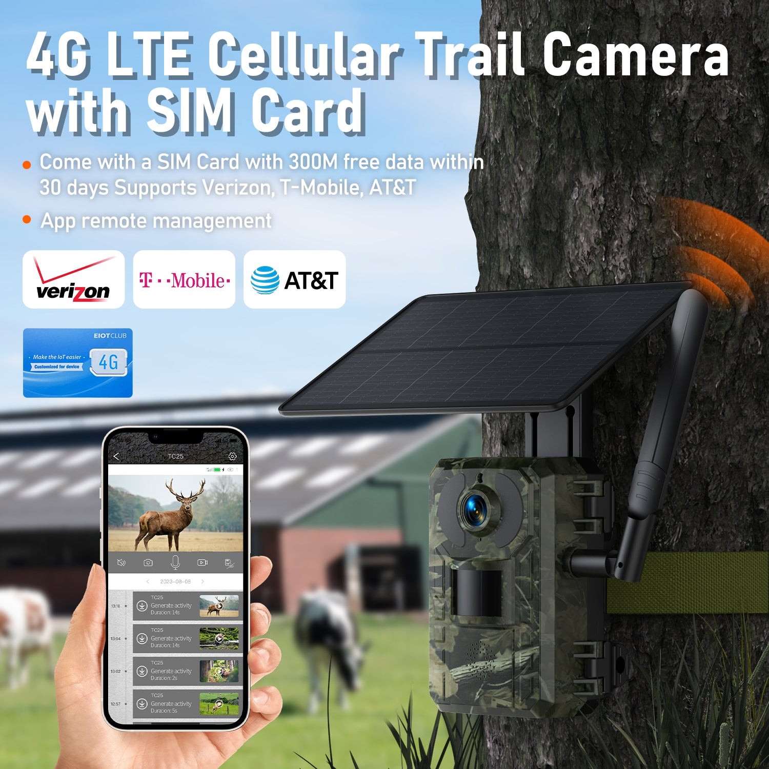 2Pack Solar Cellular Trail Camera with 2.5K Live Streaming 4G LTE Game Cam SIM