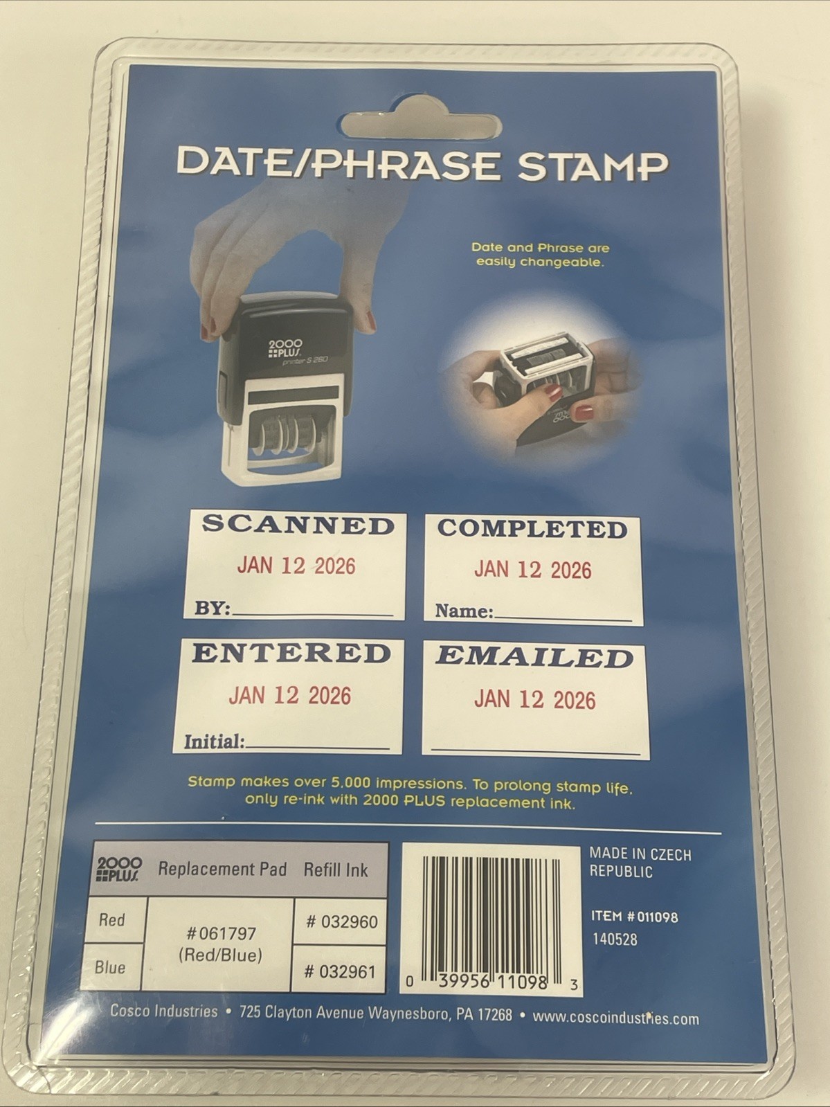 2000 Plus 4-in-1 Self-Inking E-Message Date Stamp 1-78" x 3/16" Impression