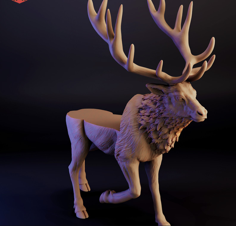 Elk Mount Critter Monster Manual 28mm Scale DND D&D Tabletop Mini TW