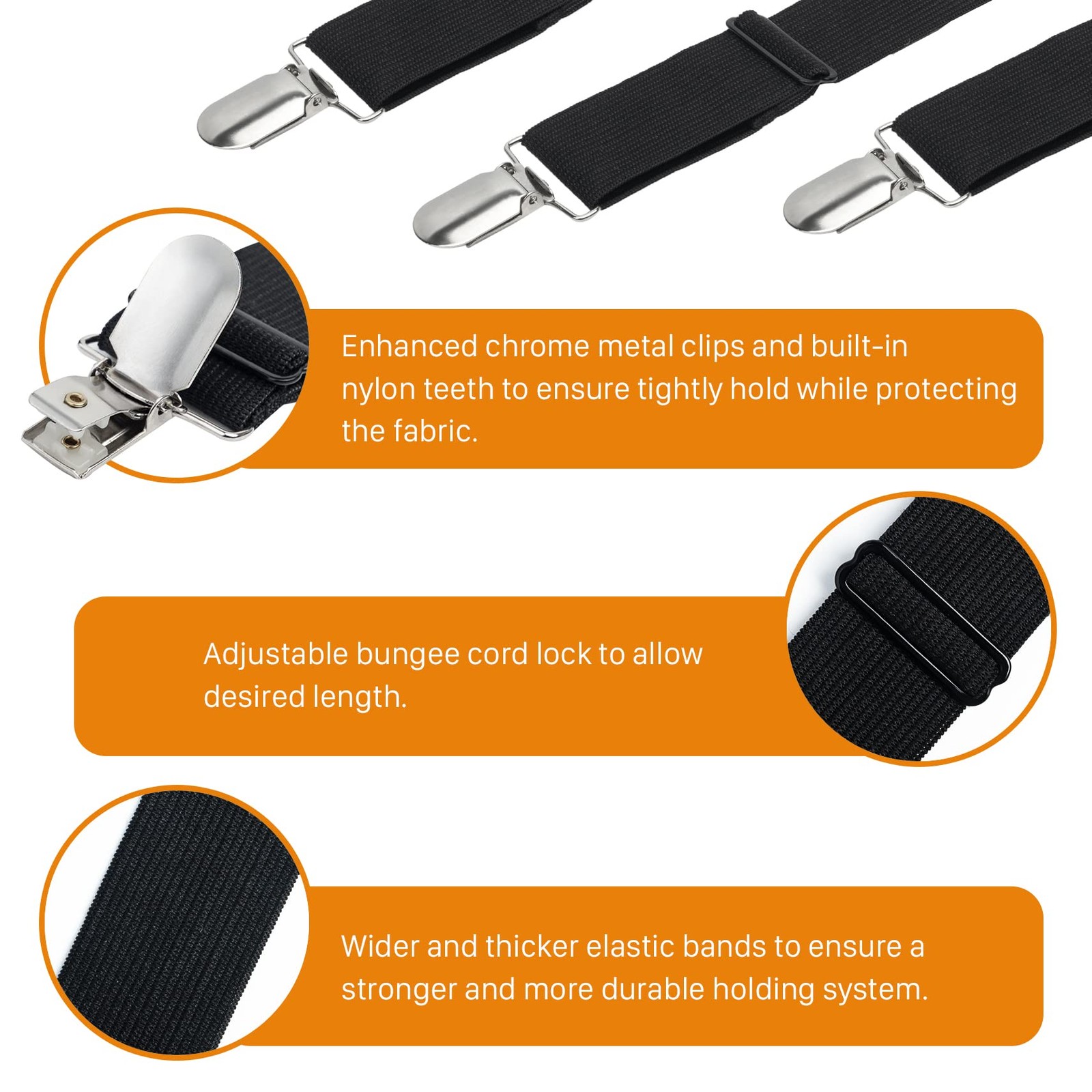Korlon 8 Pack Bed Sheet Straps, Adjustable Elastic Fitted Holder...