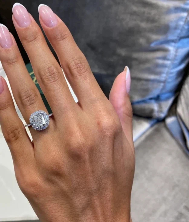 White Moissanite 3.30 Ct Cushion Cut Halo Setting Engagement Wedding Ring